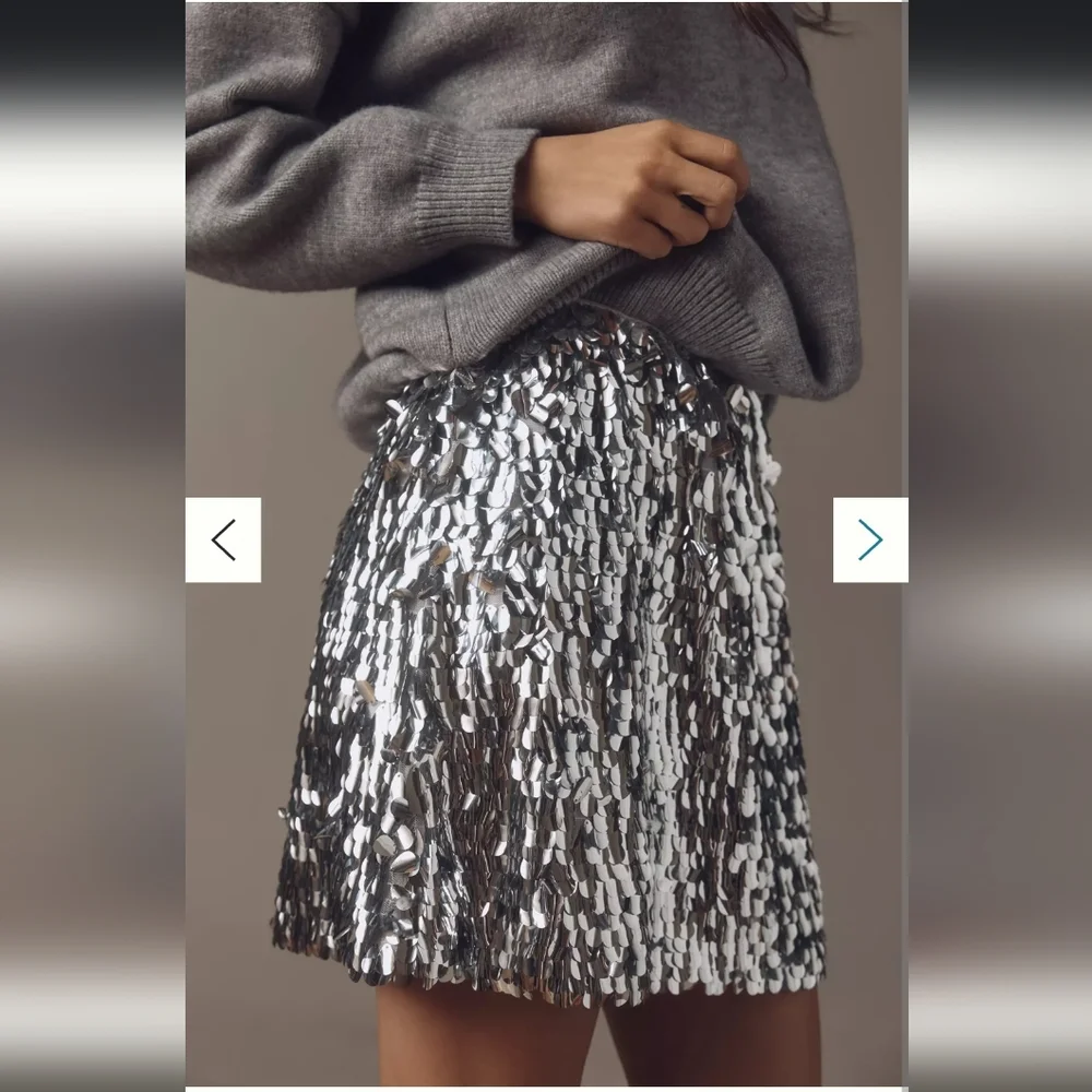 Anthropologie Mare Mare Long-Sleeve Knit Sequin Twofer Mini Dress - Picture 3 of 6
